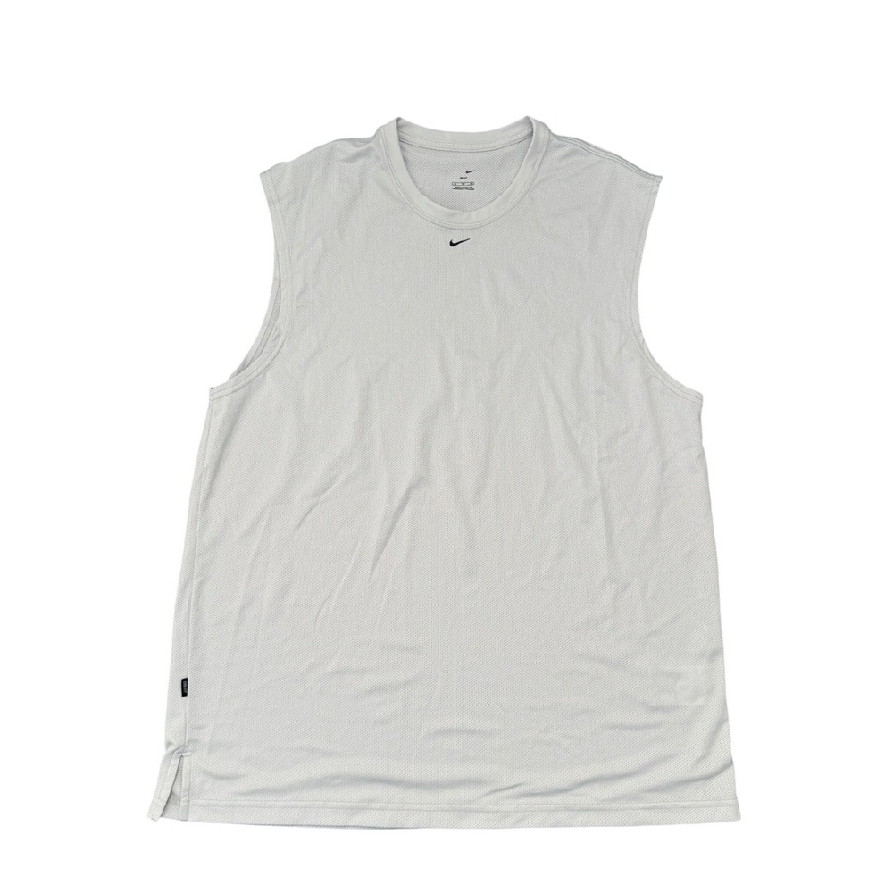 Nike Dri-FIT Mens XL White Mesh Sleeveless Training Shirt Center Swoosh Tank Top